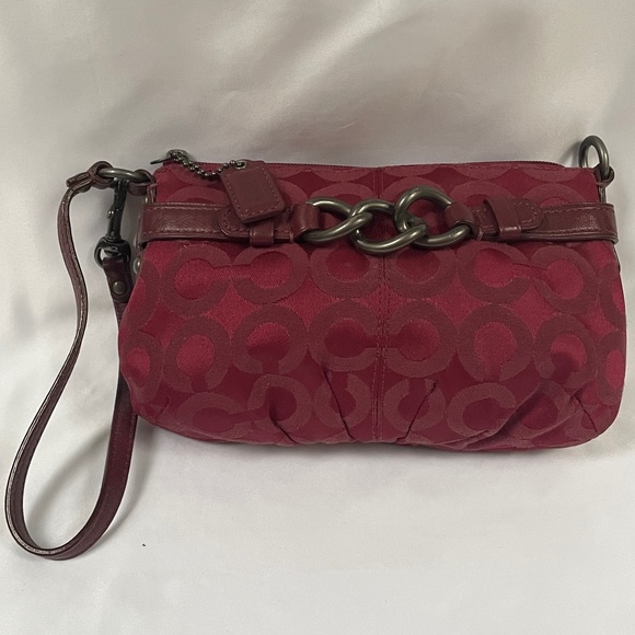 Burgundy Coach Wristlet - Picture 1 of 3